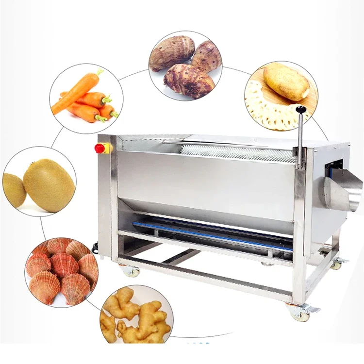 Electric Automatic Potato Taro Ginger Sweet Potato Lobster Sea Cucumber Washing Machine Roller Brushing Peeling Machine