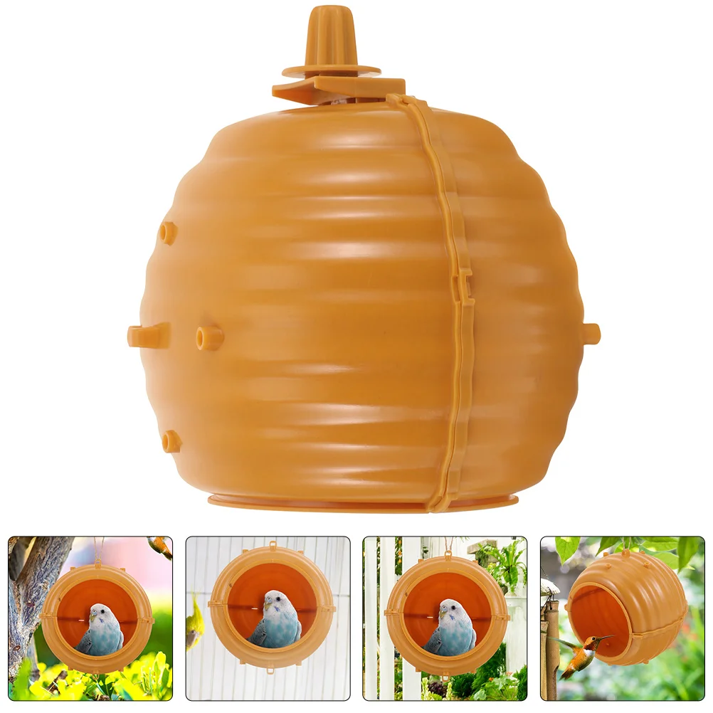 

Anti-Bite Bird Nest Durable Plastic Round Hanging Parakeet Cage For Small Birds Winter Warm Sleeping Breeding Box For
