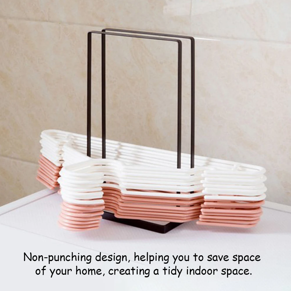 

Unique Design Iron Hanger Storage Organizer Clothes Hanger Holder NonPerforating Rack Household Organizer Durable Wardrobe Shelf