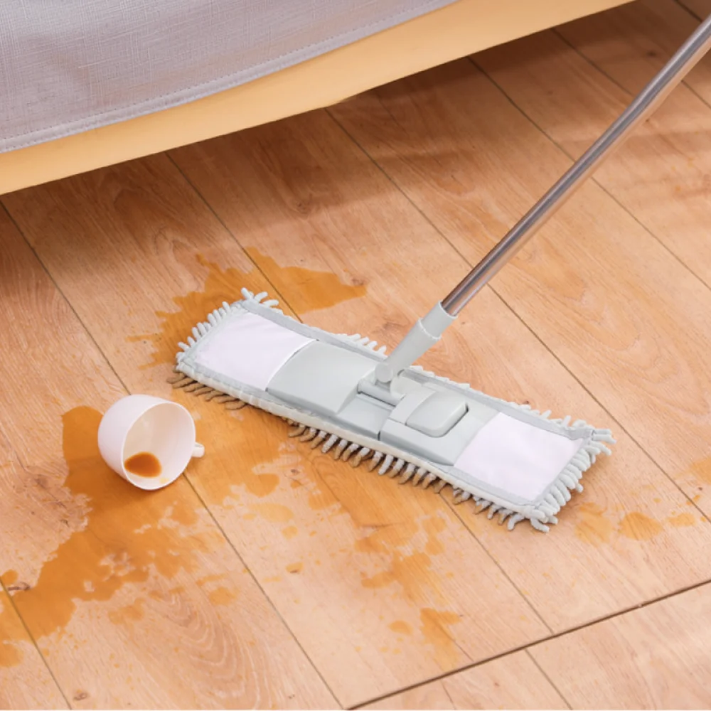 Household Flat Mop With Chenille Pad Stainless Steel Long Handle Rotatable Cleaning Mop For Hardwood Tile Floor Cleaning