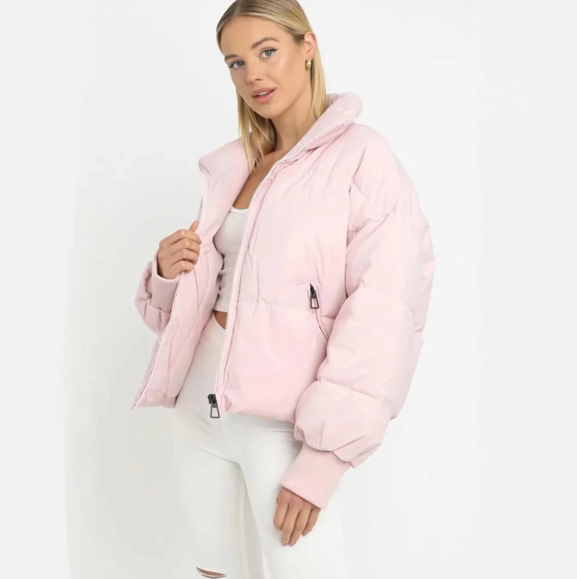 معطف نسائي منتفخ بنمط الخبز، سترة فضفاضة ذات ياقة ثابتة وصلت حديثًا للخريف، ملابس خارجية كاجوال بأكمام طويلة من مزيج القطن #5