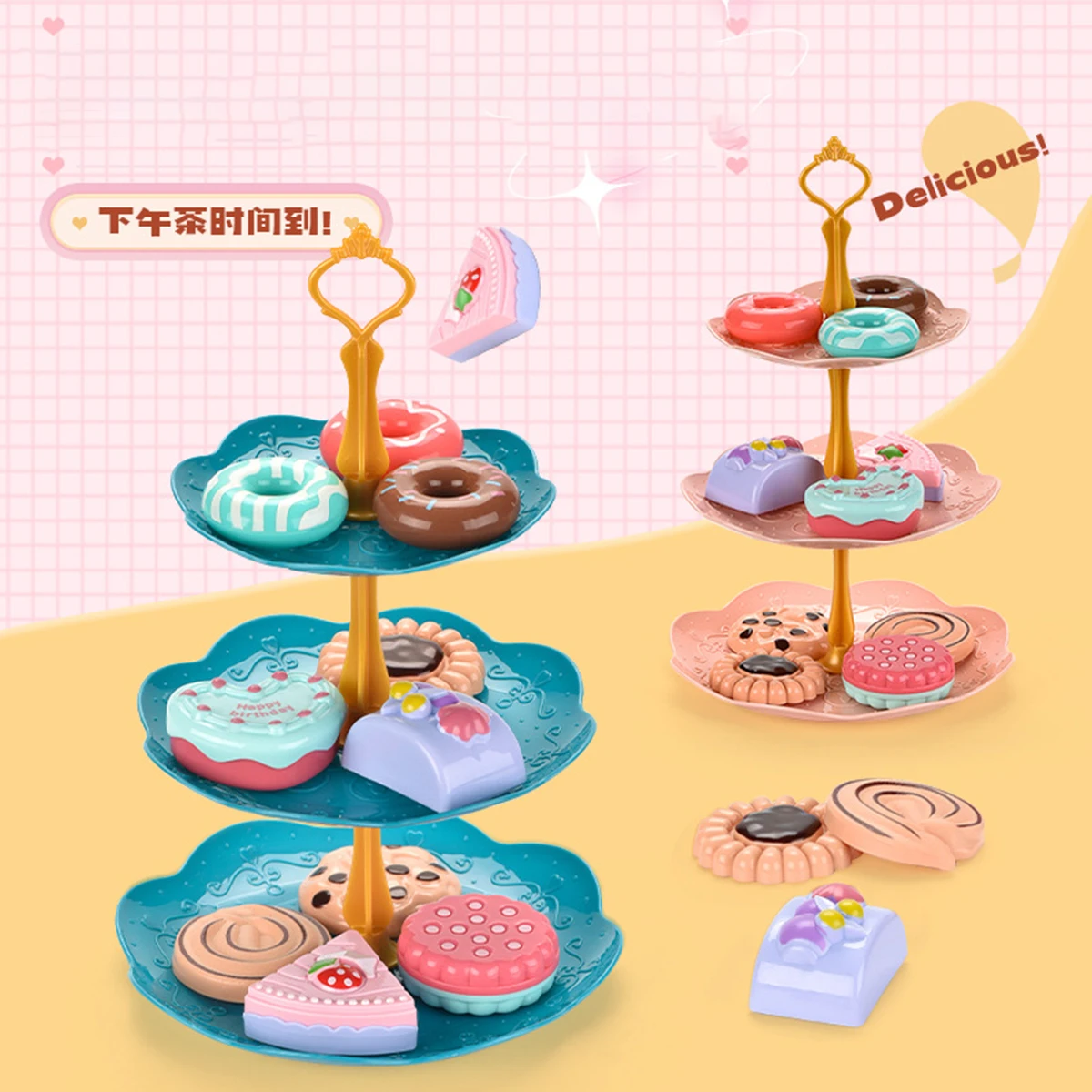 Simulatie Dessert Taart Toren Snacks Combinatie Speelgoed Creatief Plezier Afternoon Tea Meisjes Interactief Spel Speelgoed Kinderen Speelhuis Speelgoed
