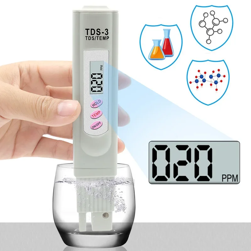 TDS  TEMP Water Quality Monitoring Pen with LCD Display and High Precision Acidity Meter