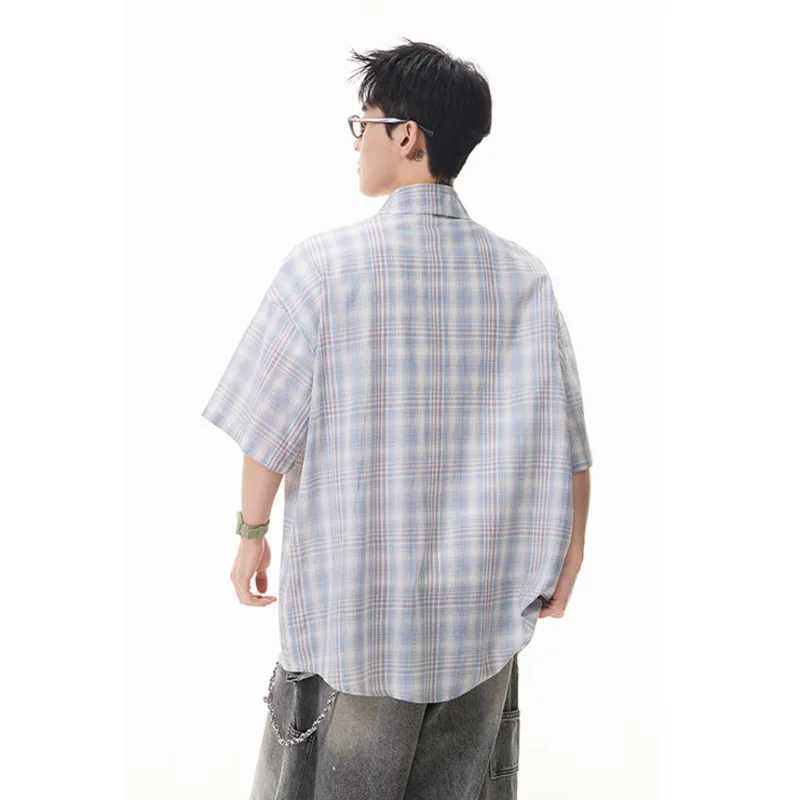 LUZHEN 2026 Summer Trendy Checked Printed Loose Short Sleeve Shirts Men's Handsome Korean Casual High Quality Male Tops JY6676