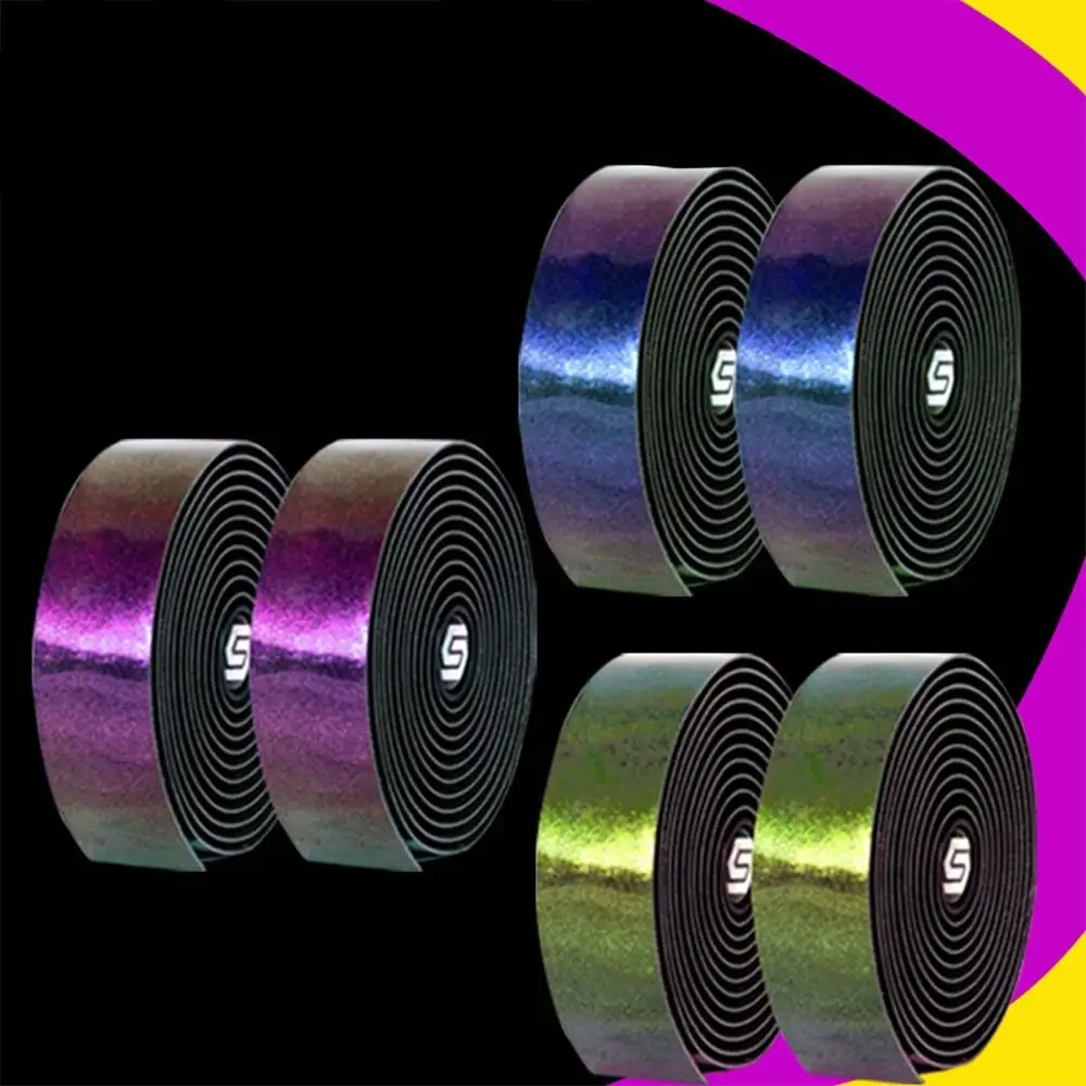 PU Bicycle Handlebar Tapes Anti Slip Aurora Gradient Bike Handlebar Tape Cycling Accessory Shock Absorption Handle Bar Wrap Tape