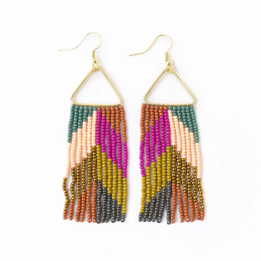 

Серьги-подвески INK+ALLOY с бусинами для женщин, серьги-бахрома Whitney Medium Fringe в стиле бохо, гипоаллергенные, ручной работы