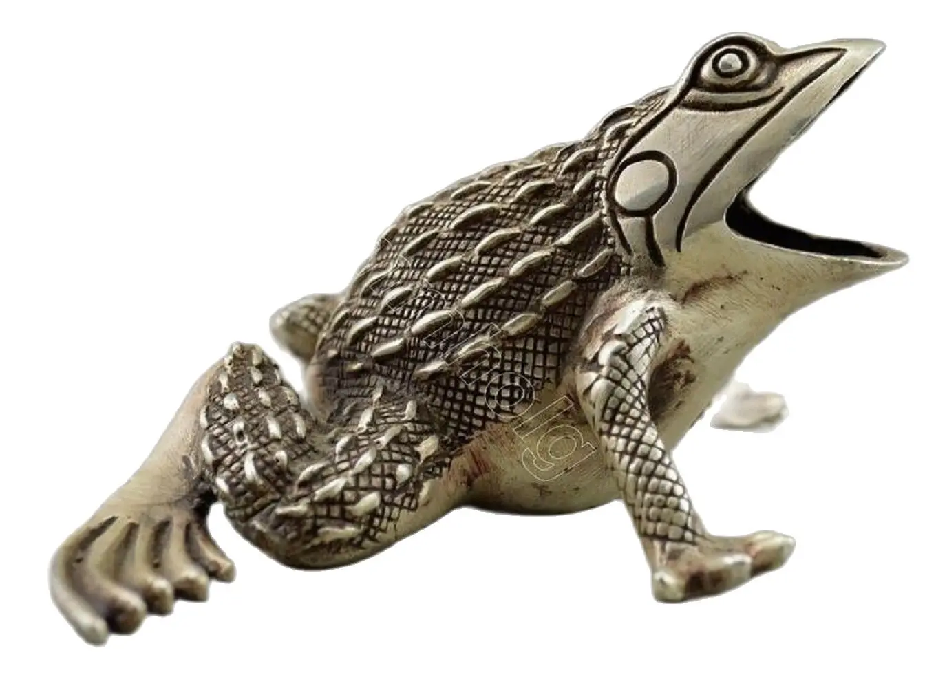 

17.7cm Collectible Decorated Old Handwork Tibet Silver Carved Frog Statue Garden Decoration 100% real Tibetan Silver Brass