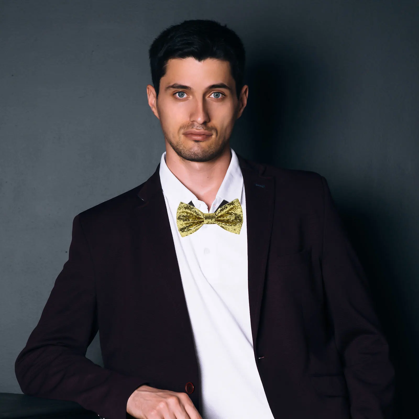 

Adjustable Glitter PU Bow Tie for Men Banquet Party Groom Pre Tied Tuxedo Sequin Bowties Mens Fashion Elegant