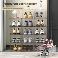New Minimalist Transparent Shoe Box With Mlagnetic Suction Door, Thickened Acrylic Storage Box, Detachable Dustproof shoe Storag