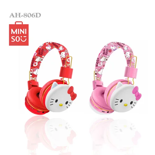 AH-906D1Hello-auriculares inalámbricos con diseño de gatito, cascos con Bluetooth, estéreo de dibujos animados, con micrófono, regalo