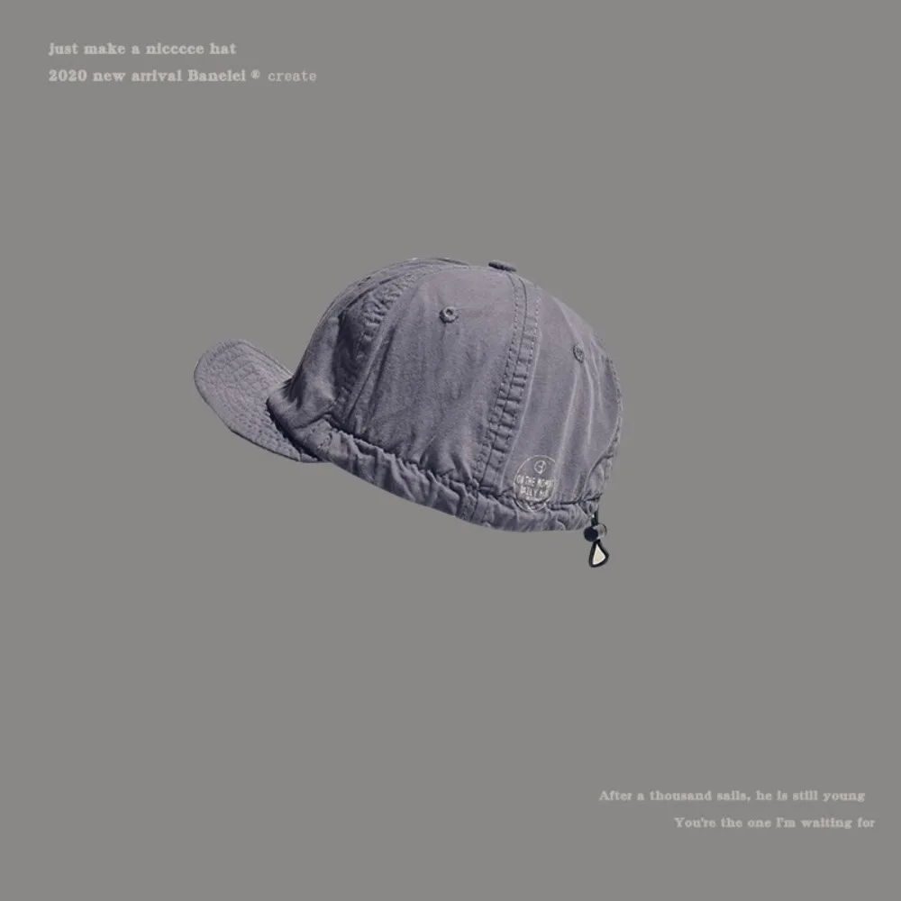 Simple Solid Color Short Brim Baseball Cap Drawstring Adjust Japanese Style Sun Hat Casual Sunscreen Cargo Baseball Cap Girl