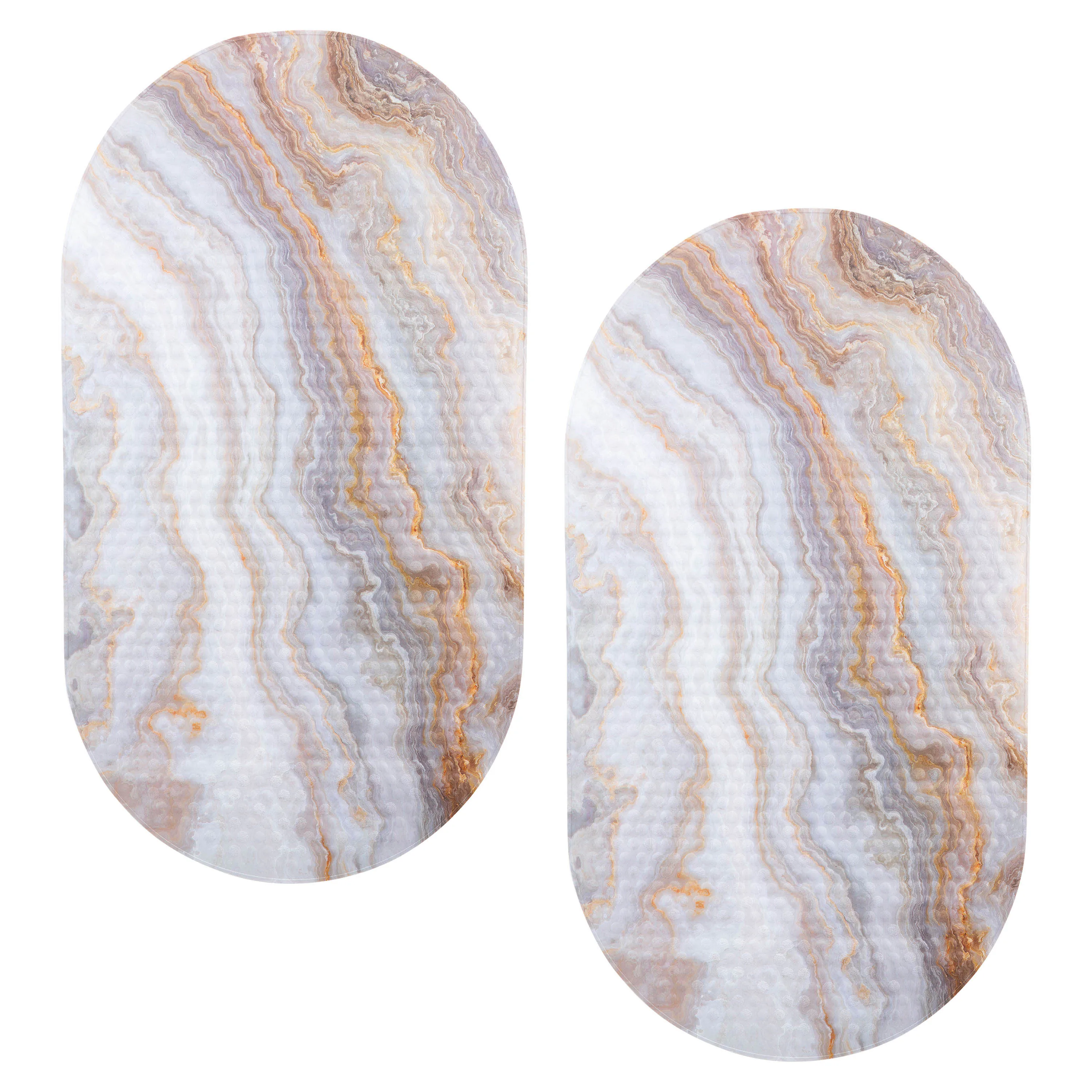 

Paris 2 Pack Oval Bubble PVC Bathmat Featuring Agate Pattern Design