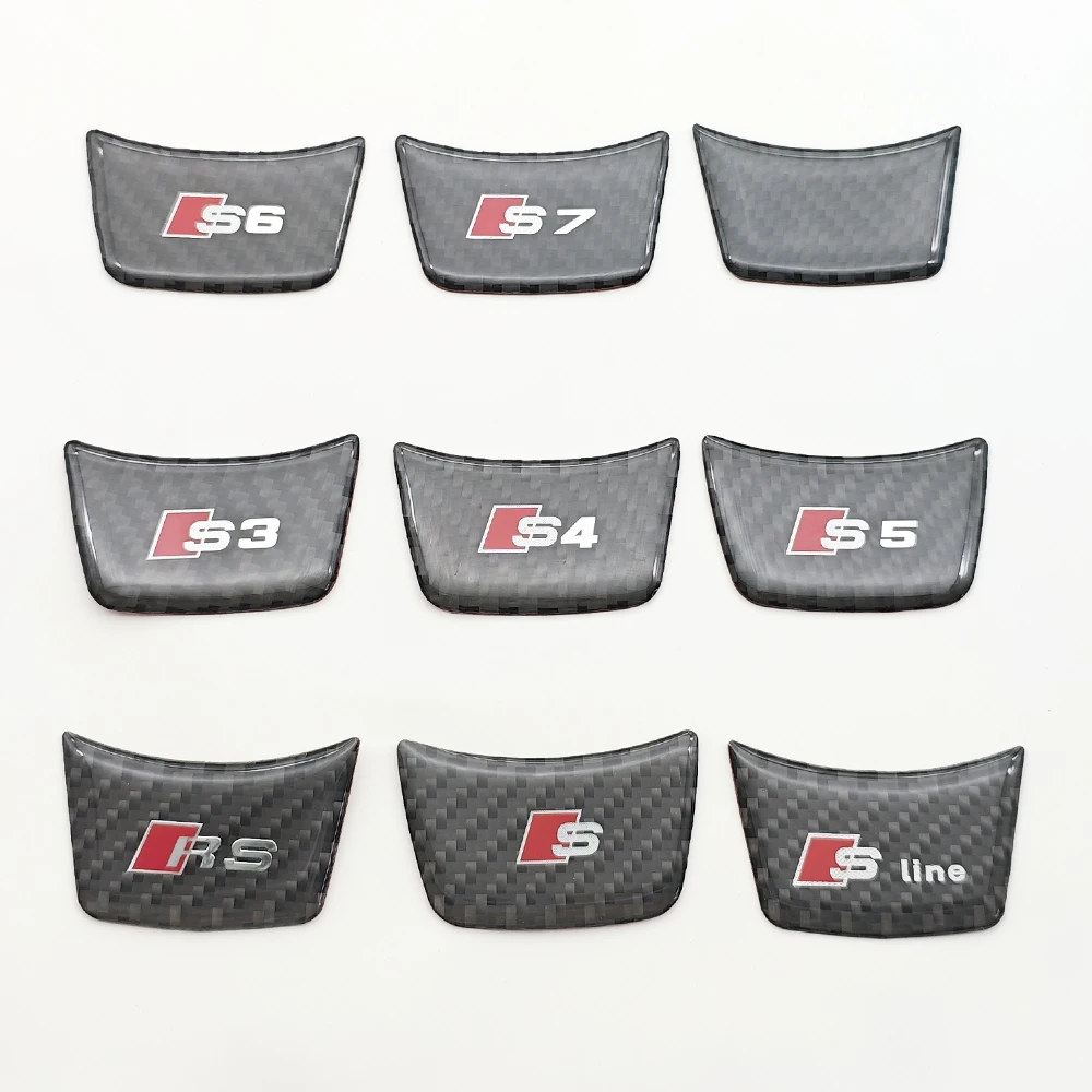 

3D Carbon S RS Sline S3 S4 S5 S6 S7 Logo Car Styling Steering Wheel Emblem Sticker For Audi A1 A3 A4 A5 A7 Q3 Q5 Q7 Accessories