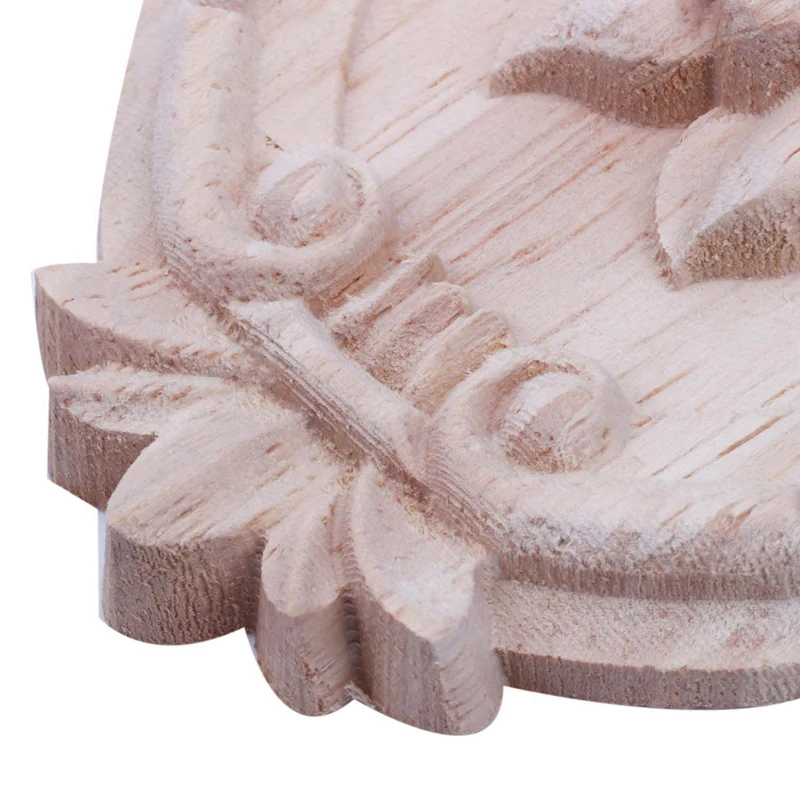 4X Retro Wood Ornament Applique Carving Ornament For Cabinet Door Furniture Decoration(13X9cm)