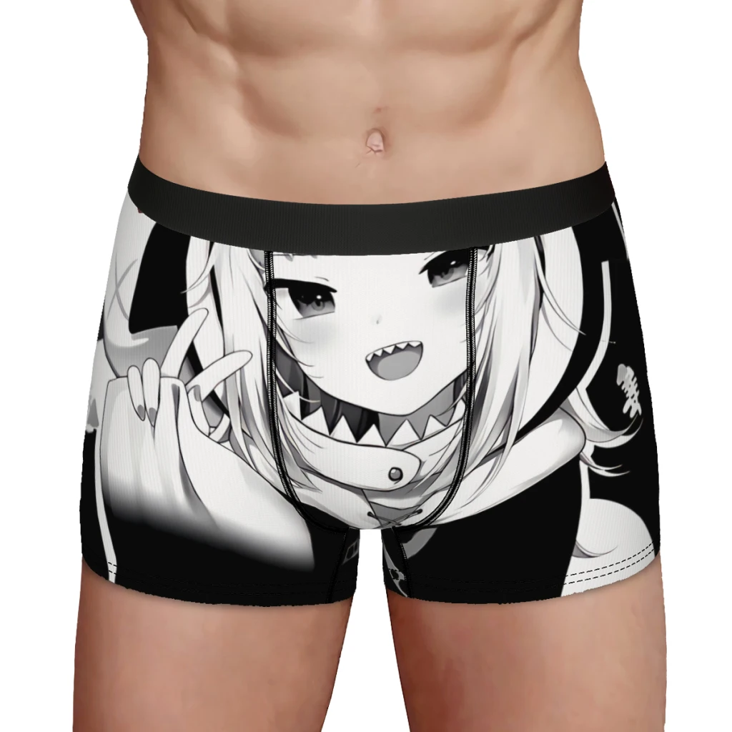 Manga Gawr Gura Underpants Breathbale Panties Man Underwear Print Shorts Boxer Briefs