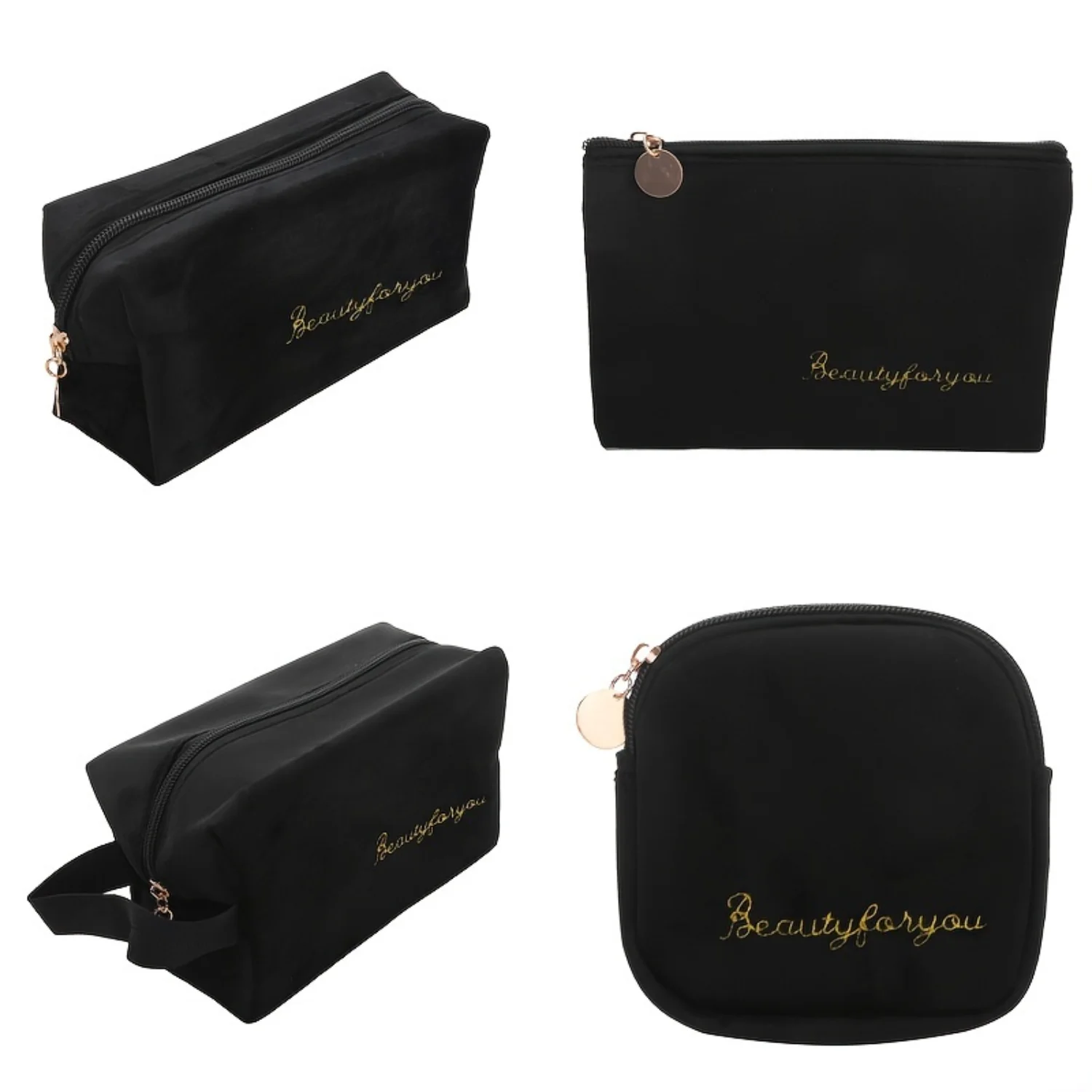 4 stks/set klassieke effen kleur dames make-uptassen, draagbare cosmetische lippenstift clutch zakjes