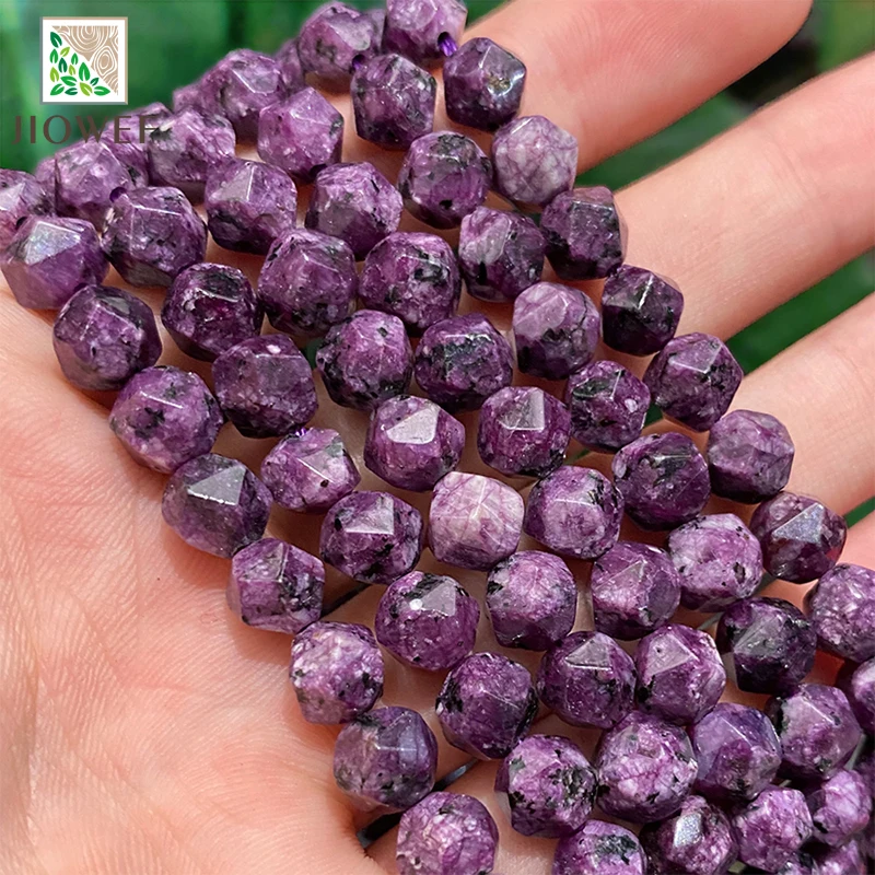 Natural Faceted Black Spot Purple Chalcedony Loose 8mm Beads for Making Jewelry Handmade by hand DIY Charms Bracelet 14