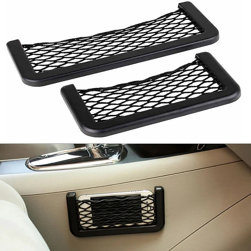 【M】1Pcs Multifunctional Storage Net Mesh Resilient Car Carrying String Bag Network Pocket Mobile Phone Holder Ticket