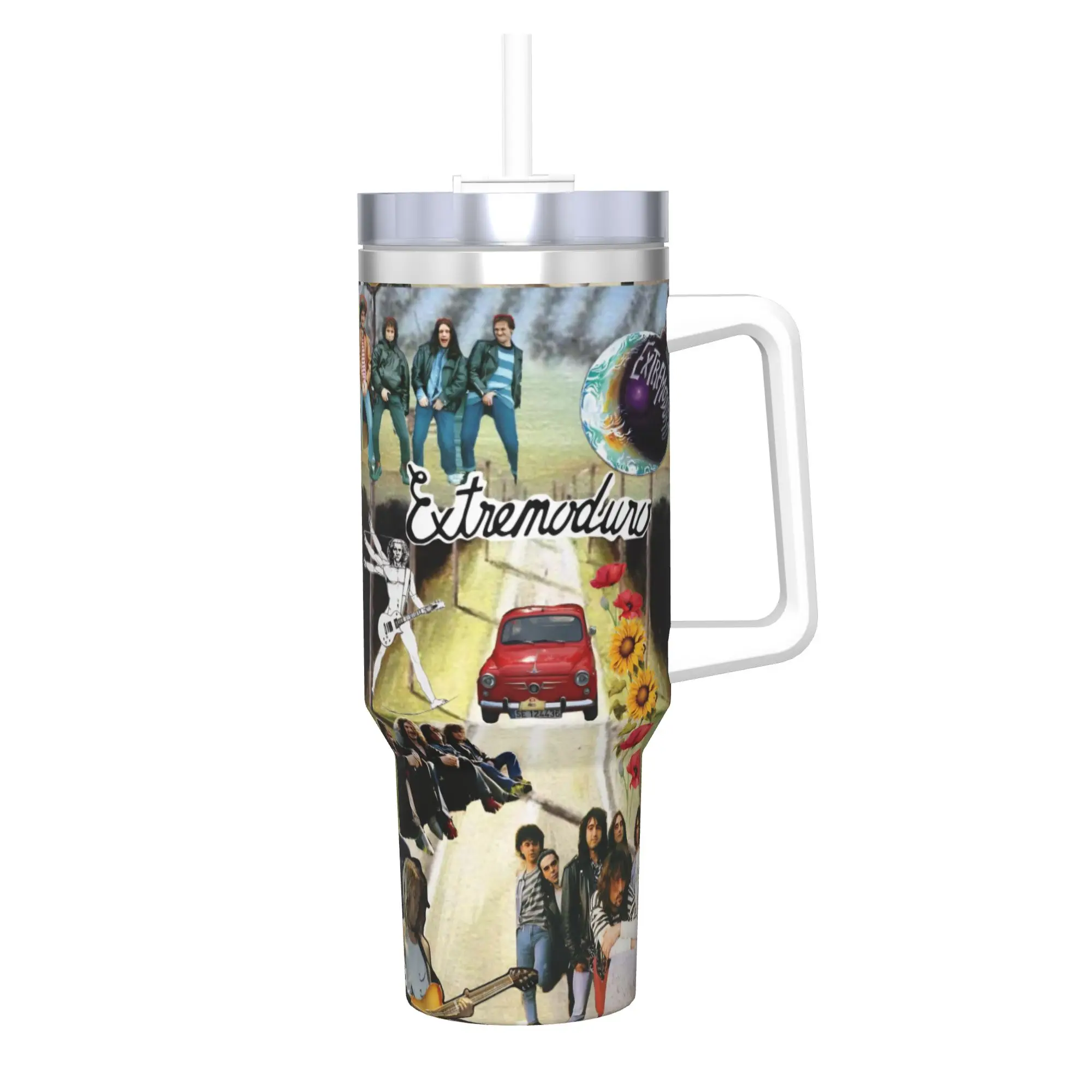 

Extremoduro Rock Band Tour Tumbler With Straw Stainless Steel Travel Mug Double Wall Vacuum Insulated for Cold Or Hot 40oz
