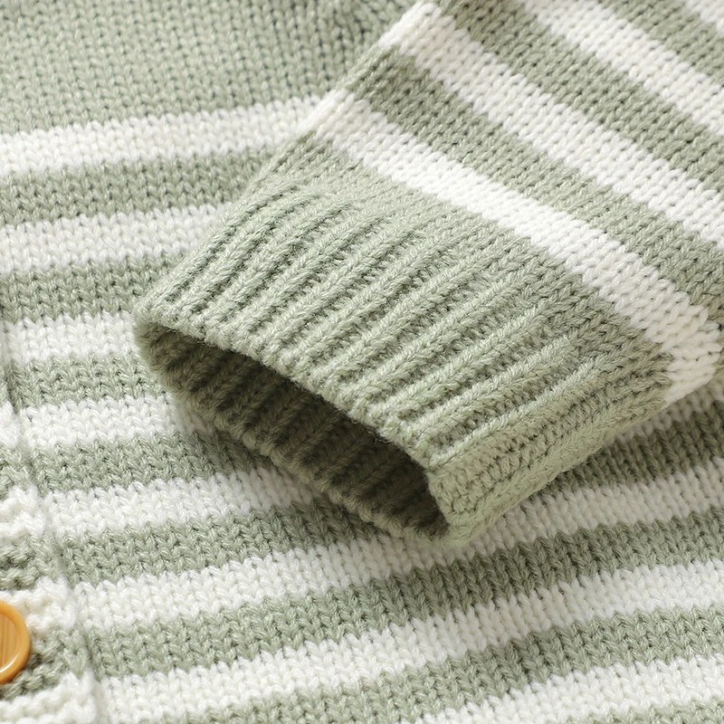 ثوب فضفاض للأطفال بأكمام طويلة محبوك للخريف والشتاء غير رسمي لحديثي الولادة بوي فتاة مخطط بدلة لعب 0-18 متر ملابس خارجية للرضع