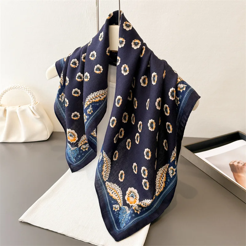 

Summer fashion herringbone cotton-linen small square scarf faux velvet headscarf shawl sun-protection neckerchief scarf for wome