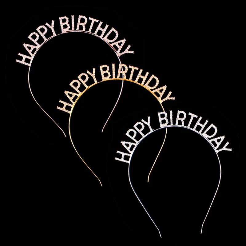 

50Pcs/Lot DIY Simple Multi Letters Birthday Girl Head Bands Electroplate HeadBands Hair Styling Tools Accessory HA1459