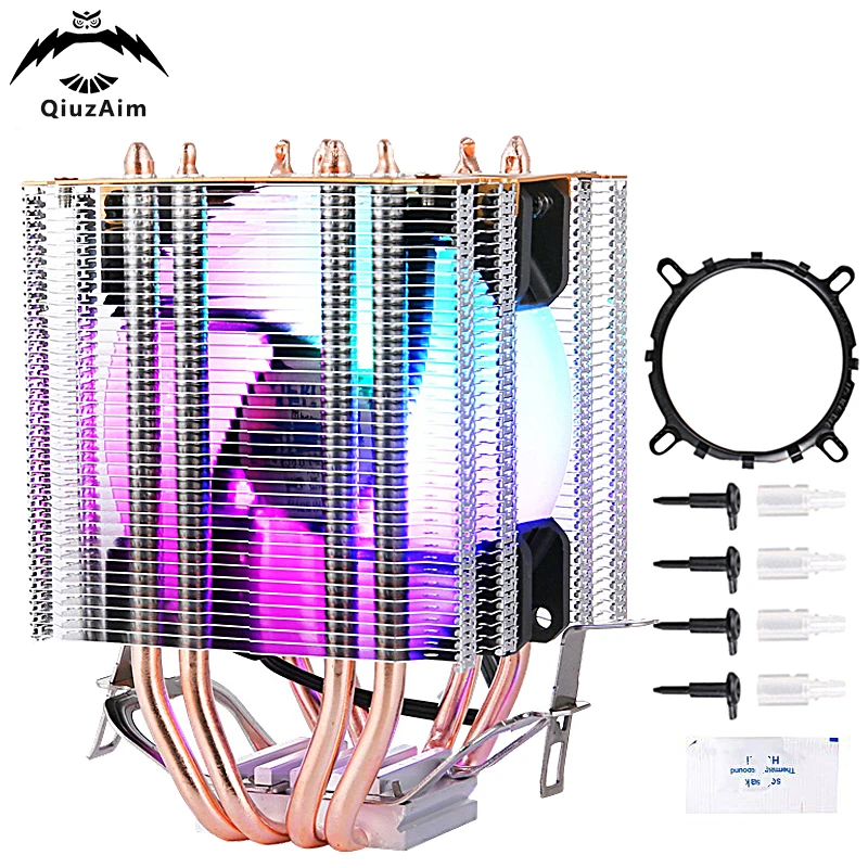 

QiuzAim CPU Cooling Fan Twin Towers 4 Heat Pipe Computer Case Processor Air-cooled Installing LGA115x 1200 1700 1366 am4 am5 am3