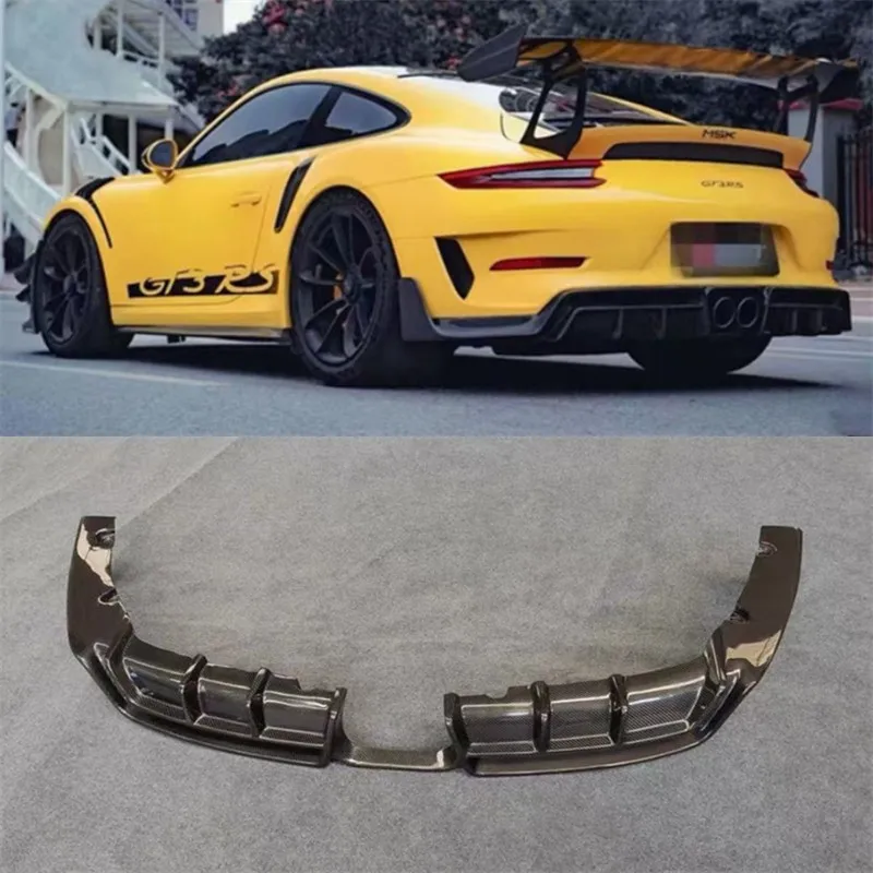 For Porsche 992 911 2018 2019 ReaI Carbon Fiber Bumper Rear Lip Spoiler Kit