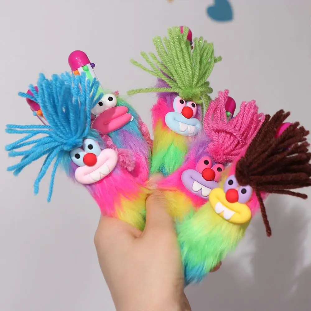 Bucktooth Rabbit Children's Plush Pen Iridescence Handwriting Multi-color Ballpoint Pen Neutral Gel Pen Sausage Mouth