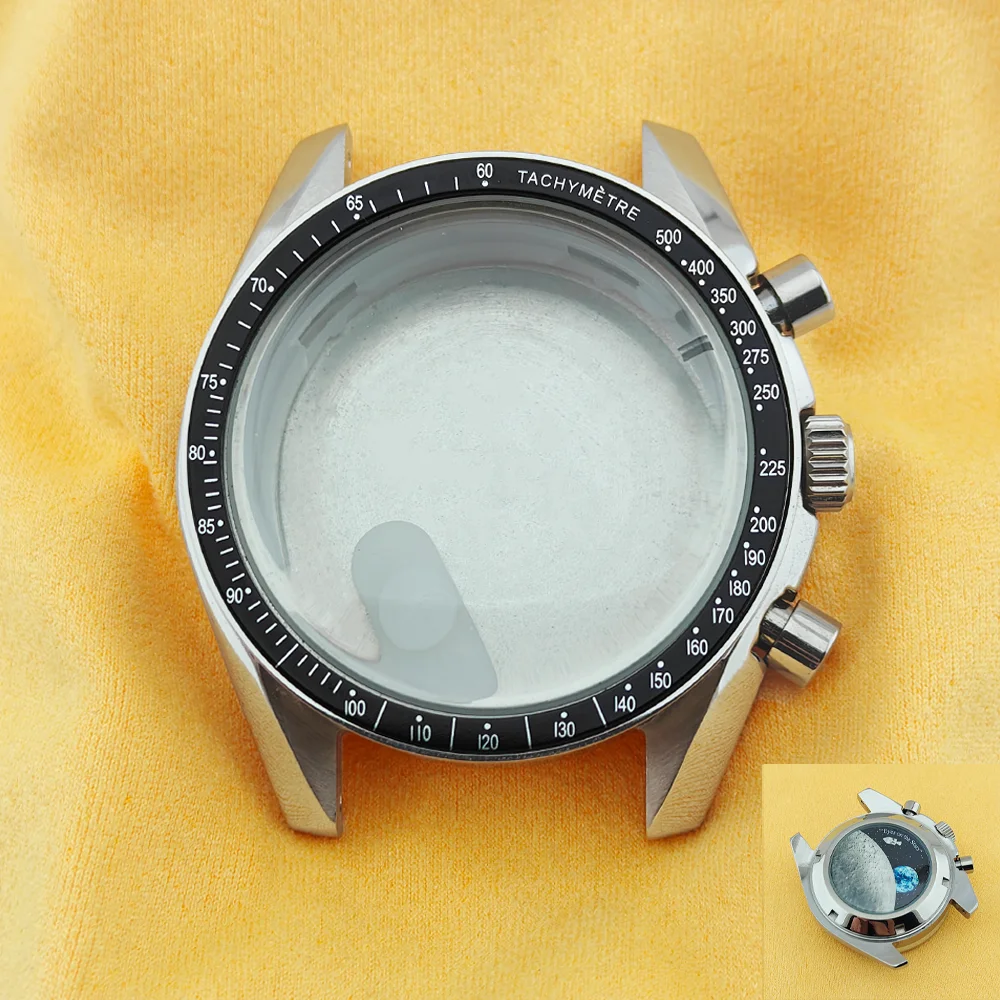 Obudowy VK63 39,7MM Pasują do Speed Master Obudowa VK63 Obudowa Moon Watch Obudowa metalowa z wzorem księżycowym Tył Obudowa chronografu VK63 Obudowa VK64