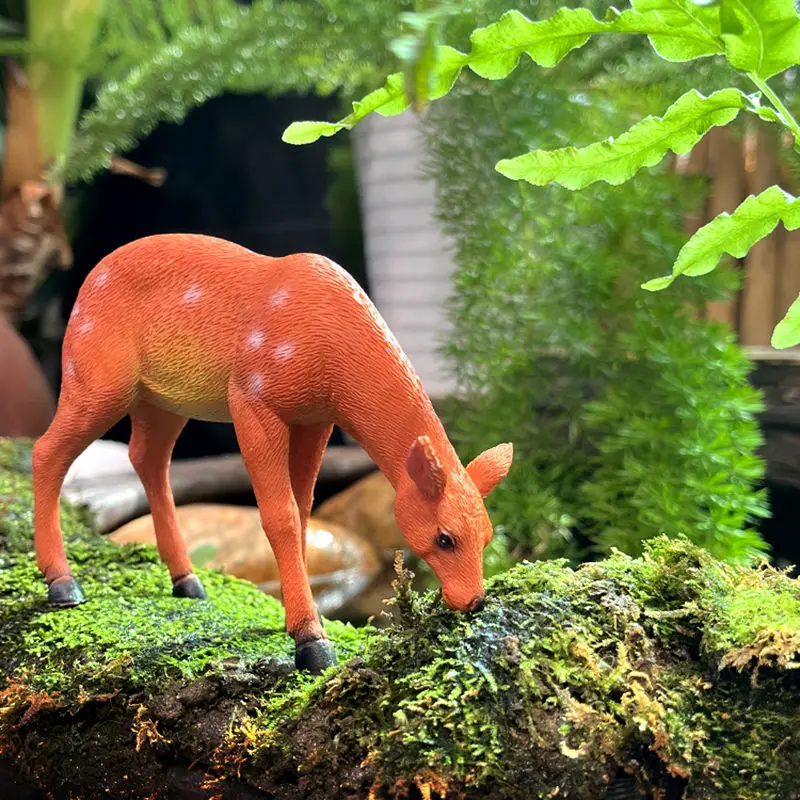 Realistic Plum Blossom Deer Animal Figurine Forest-Style Photography Prop Desktop Ornament Christmas Deer Home Decor