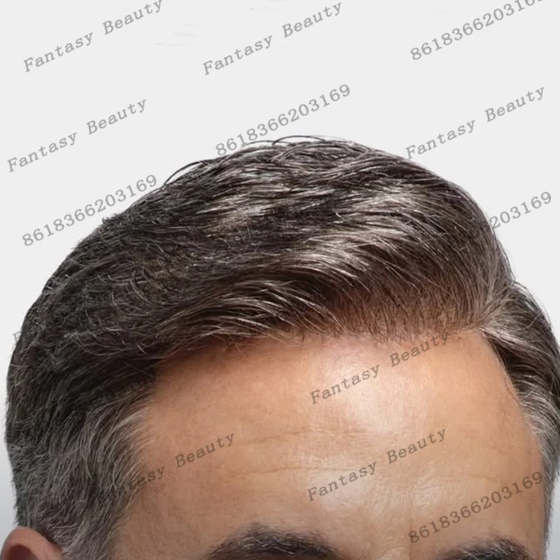 

Необнаружимый # 440 # 540, серые с коричневыми бликами, мужские парики из натуральных волос, естественная линия волос, прочный ультратонкий парик на основе кожи