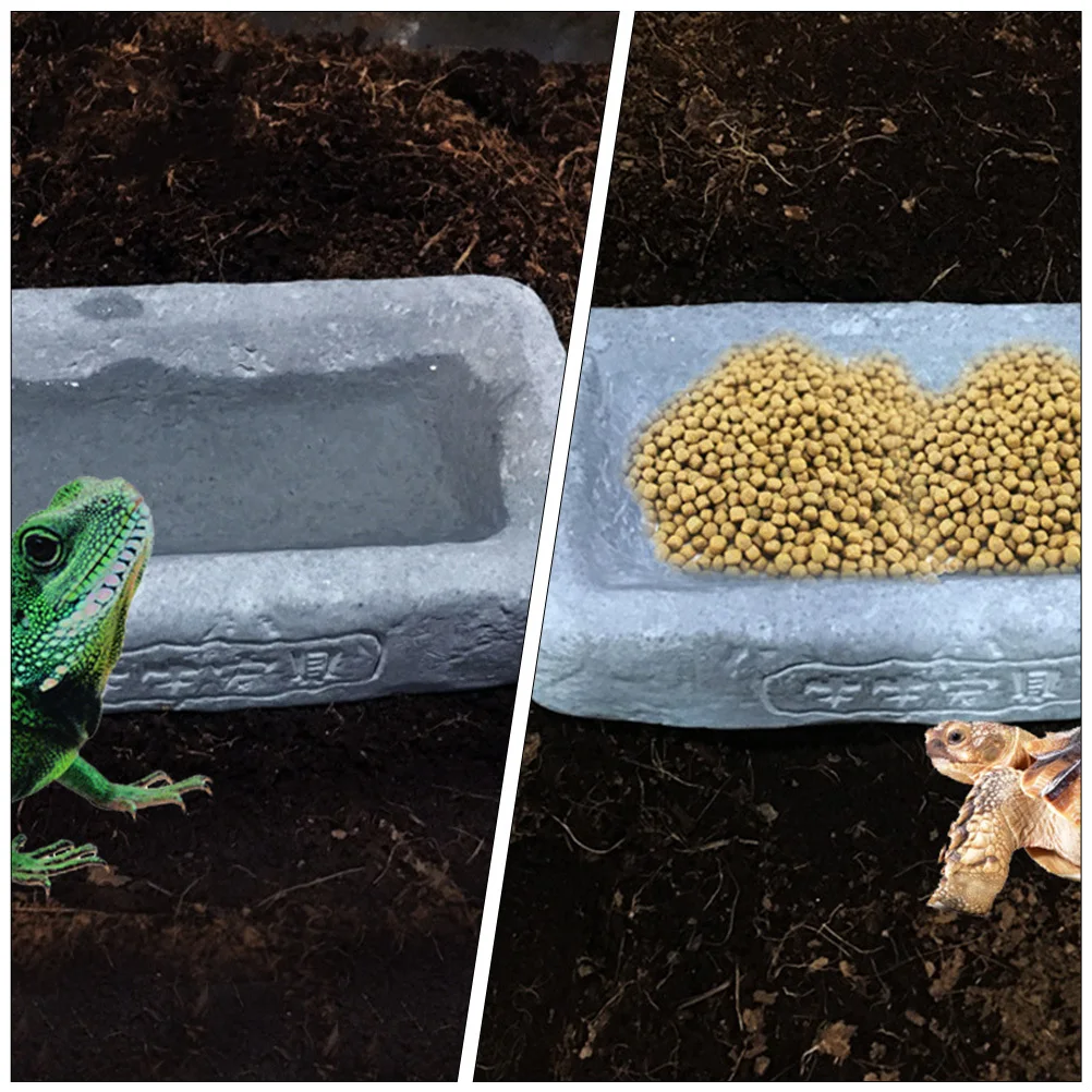 

1Pcs Stone Trough Food Basin for Reptile Pets Resin Material Non-Slip Feeding Bowl for Lizard Turtle Gecko Vivarium Breeding