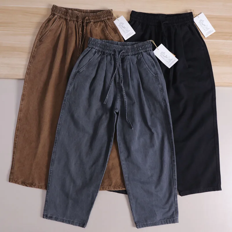 

Мужские повседневные брюки-чинос в американском ретро-стиле, широкие, свободного кроя, прямые, в японском стиле, из хлопка