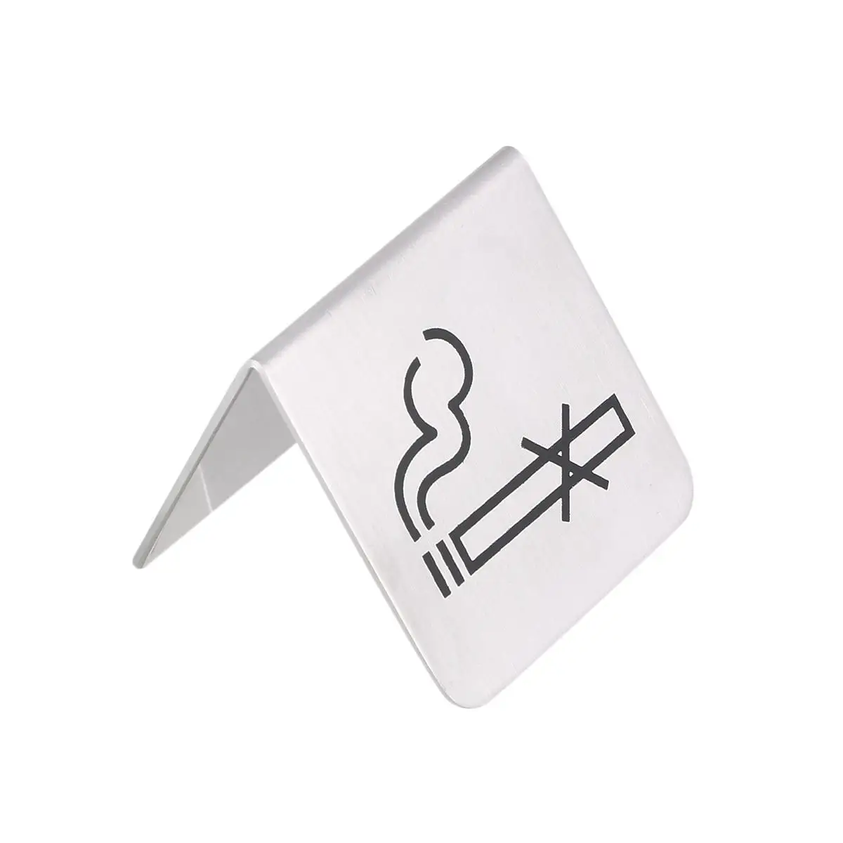 

No Smoking Sign Double Side Stainless Steel Table Tent for Restaurant Hotel Office Public Places Non Rust Practical