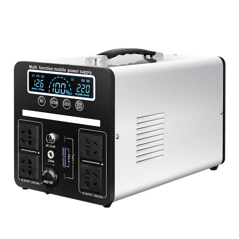 220V Outdoor Mobile Power Inverter 1500W Pure Sine Wave Lithium Battery for Self-Driving Camping Emergency Use