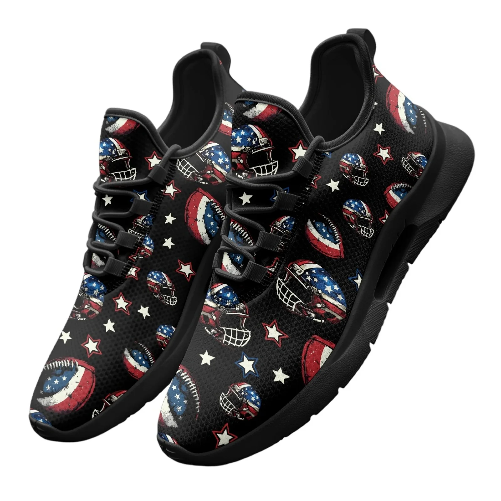 PENSTROLL American Flag Football Men's Sneakers, Mesh EVA Casual Streetboard Shoes for Daily Wear and Driving
