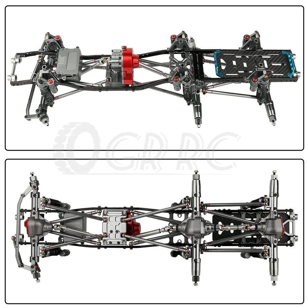 Aluminiowa metalowa rama podwozia samochodu SCX10 6x6 RC z osłami Skrzynia biegów do Axial SCX10 1/10 RC Crawler Car Upgraded Parts