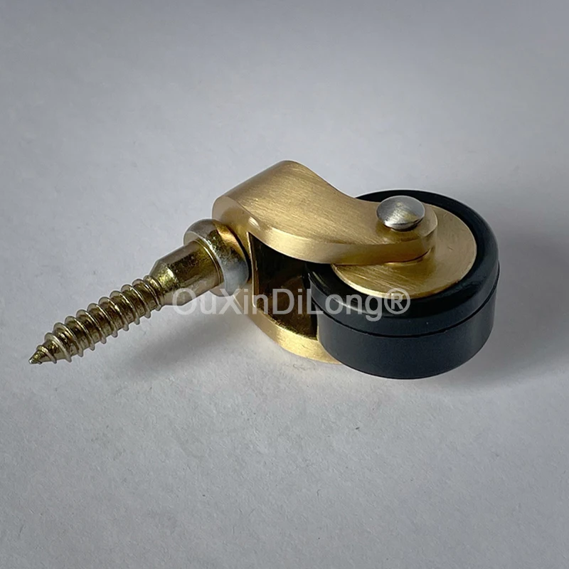 4PCS 1'' Solid Brass Casters Tea Table Chair Sofa Couch Cabinet Feet Castors Rubber Silent Wheels 360° Swivel Furniture Rollers