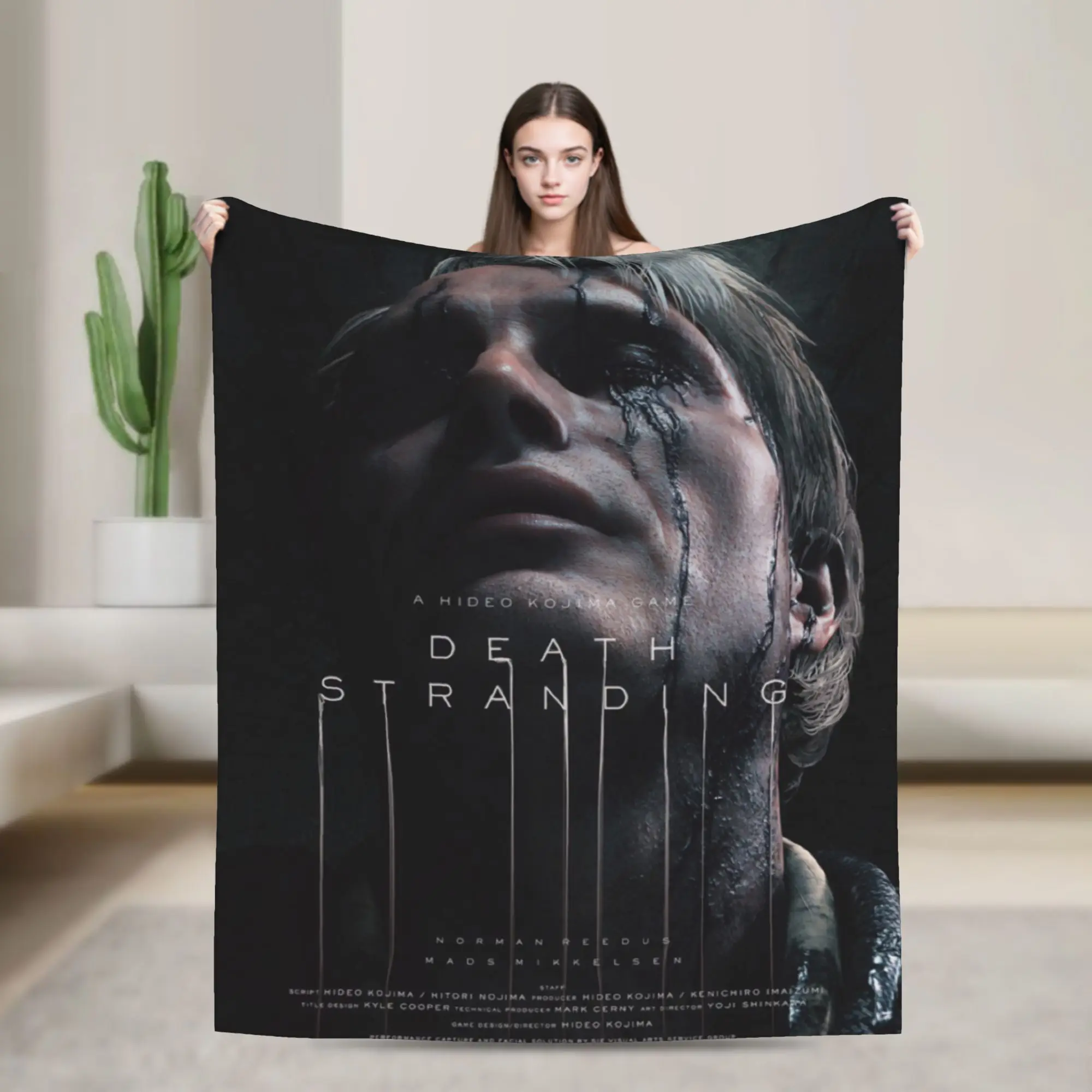Death Stranding Mads Mikkelsen Decken, Fleece, Sommer, Metal Solid Norman Mgs, tragbare, ultraweiche Überwurfdecke für Zuhause, Quilt