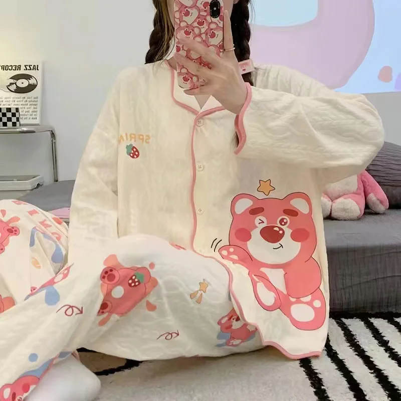 

Sanrio cartoon animation Kulomi new pajamas women's autumn long sleeves loose cute comfortable outside loungewear suit