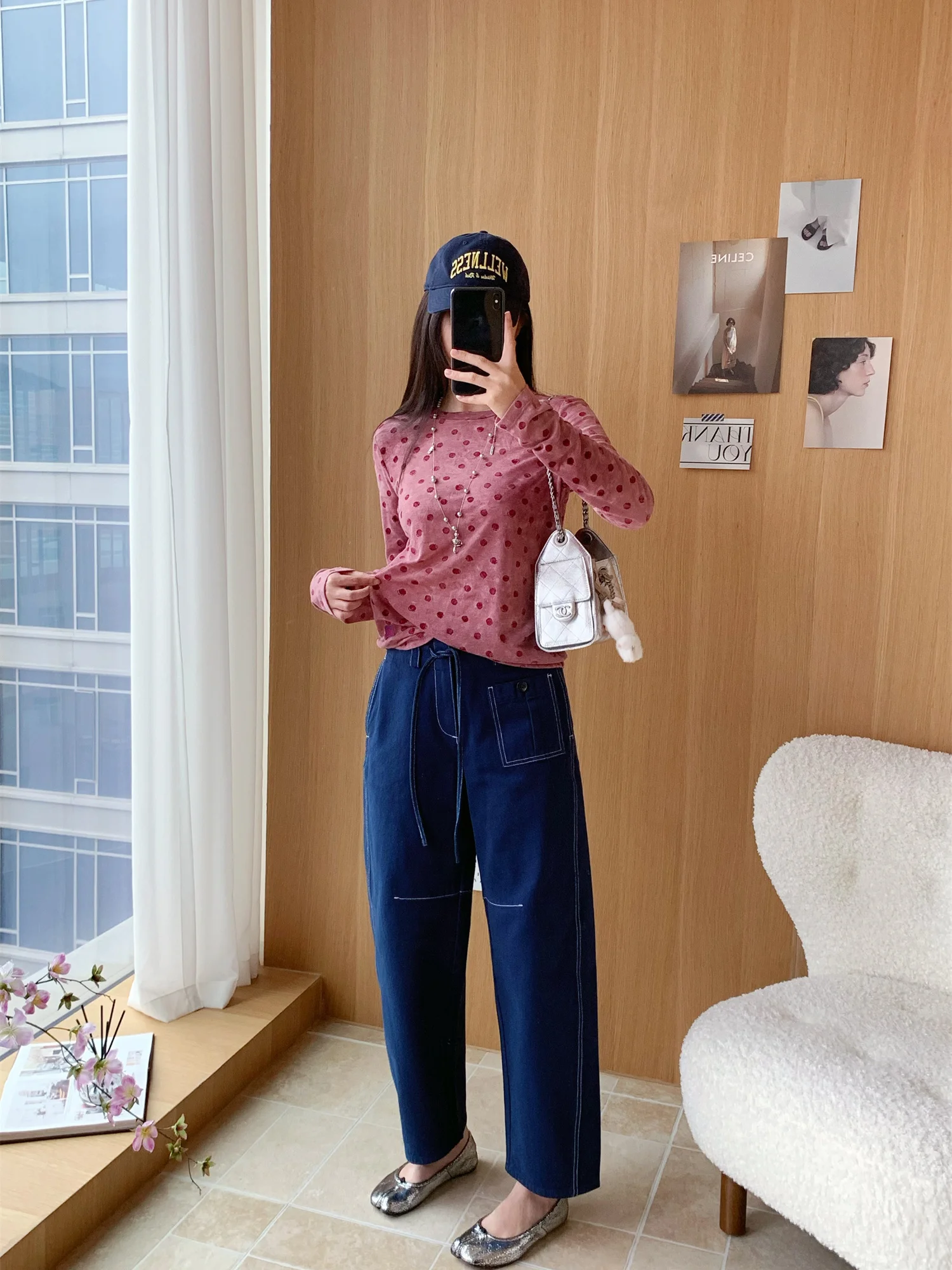 Banana Denim Casual Jeans  Style Flipped Skeleton Line Early Spring Vintage Cotton Stretch Ladies Loose Fit Jeans view 2
