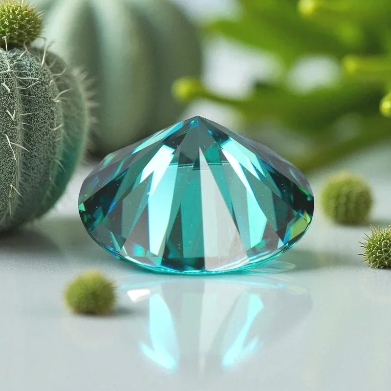 

Moissanite Stone Round Cut Emerald Green Synthetic Gemstone For Jewelry Making With GRA Certificate Pass Diamond Tester