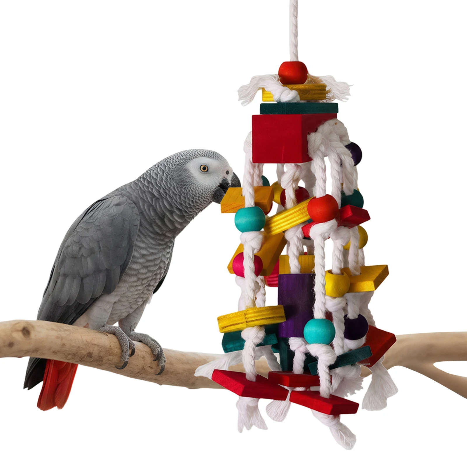 Natural Wood Bird Toys Beak Exercise Entertainment Large Parrot Toys for Large Medium Macaws African Greys Cockatoos view 2