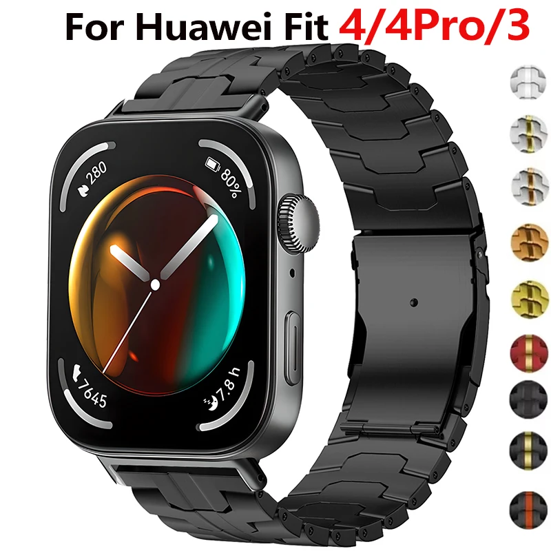

Металлический ремешок для часов Huawei Fit 3/4, регулируемый браслет-браслет для часов Huawei Fit 4/4 Pro, аксессуары для ремня из нержавеющей стали