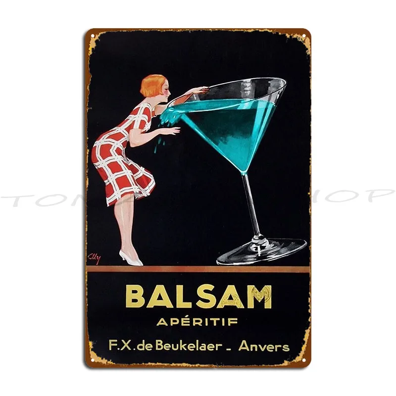 Vintage Blue Balsam Aperitif Alcoholic Beverages Metal Plaque Poster Club Custom Wall Cave Cave Character  Tin Sign Poster