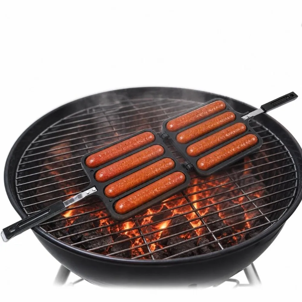 Aluminum Alloy Sausage Grill Pan Detachable Even Heating Hot Dog Grill Pan Oil Overflow Prevention Nonstick Sausage Cooking Pan