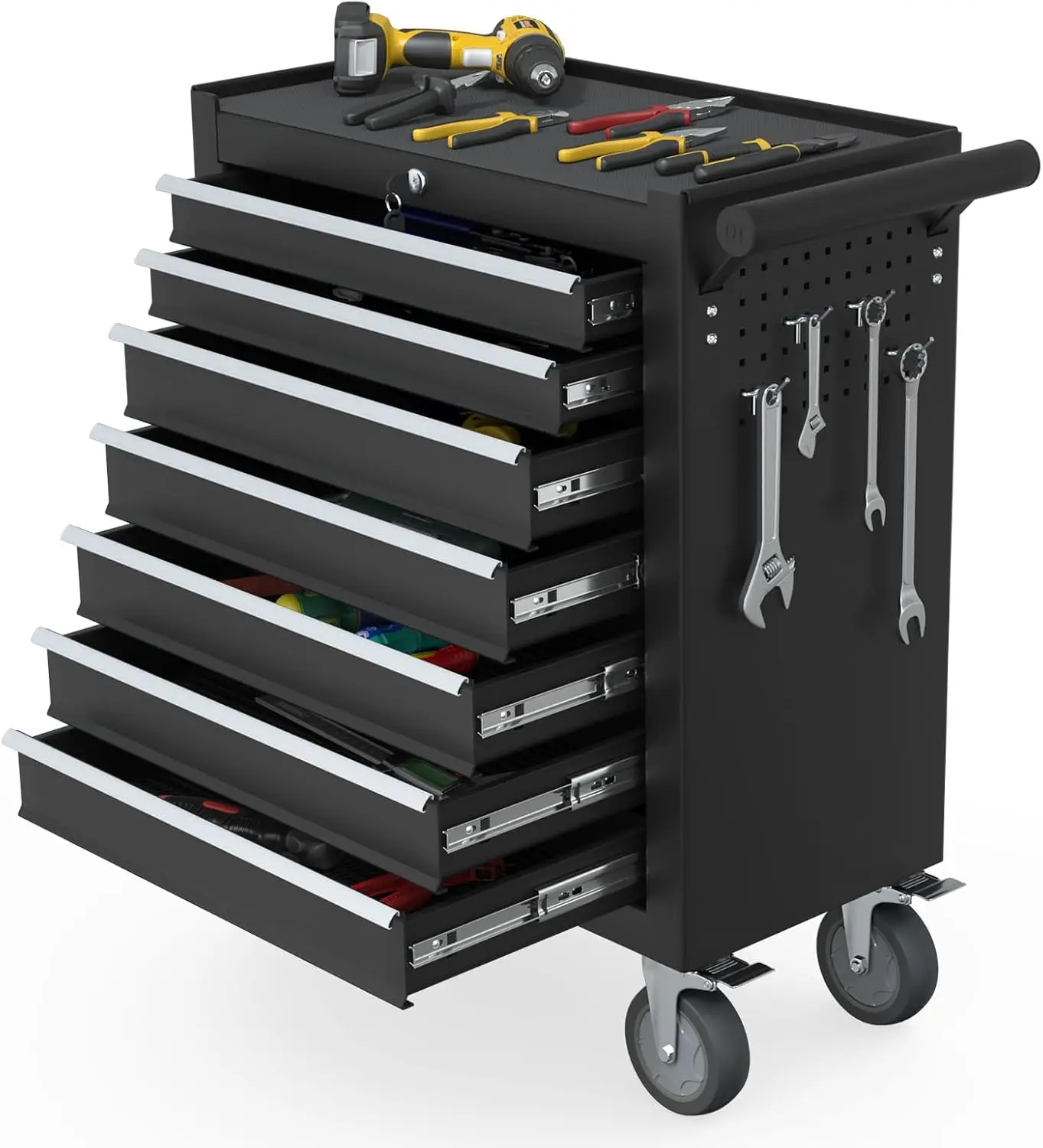 

7-Drawer Rolling Tool Chest, Tool Box With Drawers And Wheels, High Capacity Detachable Mobile Tool Storage Cabinet For Garage,