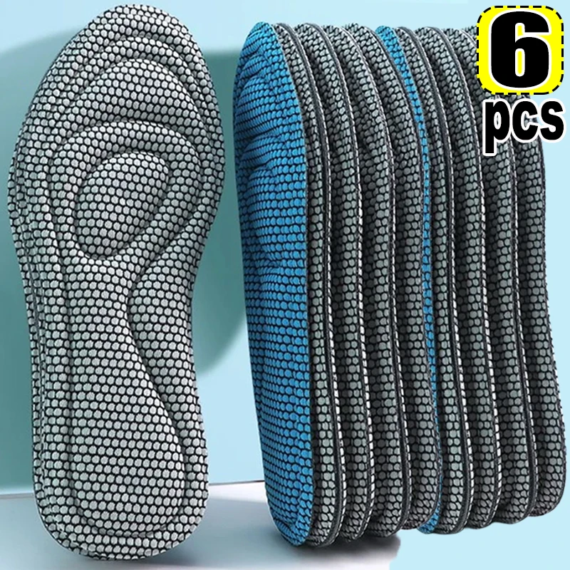 2/6pcs Memory Foam Orthopedic Insoles for Shoes Antibacterial Deodorization Sweat Absorption Insert Sport Shoes Running Pads