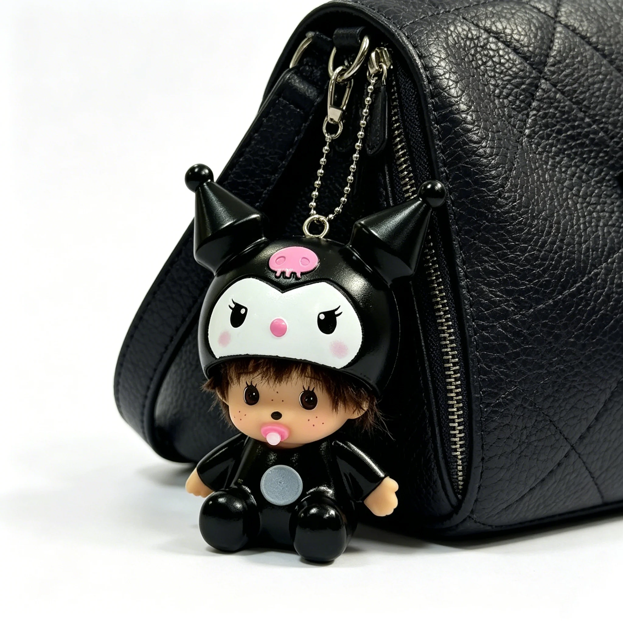 NEW Cute Kuromi Melody Hello Kitty Monchhichi Doll Keychain TPR Material, Cartoon Pendant Bag Charm Lovely Gift for Girls view 2